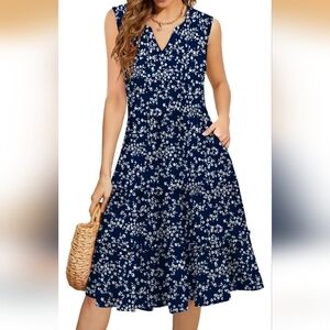 Floral Navy Blue Summer Boho Dress